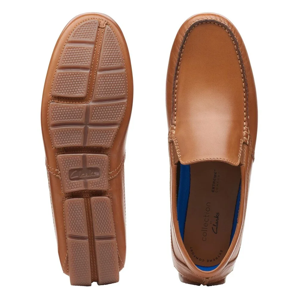 Clarks Markman 26163544 Loafers Men's 10.5 D Tan Leather Slip On Shoes MEW2330
